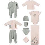 BabyCosy Organic Wear %100 Organik Pamuk 10’lu Hastane Çıkış Seti Yenidoğan Bebek Seti – Tulum, Zıbın, Battaniye, Şapka, Eldiven, Önlük - Mint