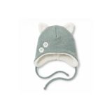 BabyCosy Organic Wear %100 Organik Pamuk Welsoft Bebek Şapkası Unisex Kedi Kulaklı Kulaklıklı İpli Mint Yeşili Şapka