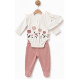 BabyCosy Organic Wear Bebek 3’lü Takım (Pantolon, Uzun Kol T-Shirt, Şapka), Bebek ve Yenidoğan Serisi - CSY3101 - 0 - 3 Ay - Rose