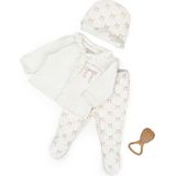 BabyCosy Organic Wear Bebek 3’lü Takım (Pantolon, Uzun Kol T-Shirt, Şapka), Bebek ve Yenidoğan Serisi - CSY8143 - Ekru - 3 - 6 Ay