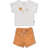 BabyCosy Organic Wear Bebek Kısa Kollu Tişört ve Pantolon Takımı, %100 Pamuk, Bebek ve Yenidoğan Serisi - CSY3058 - 3 - 6 Ay - Ekru