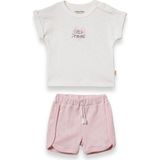 BabyCosy Organic Wear Bebek Kısa Kollu Tişört ve Pantolon Takımı, %100 Pamuk, Bebek ve Yenidoğan Serisi - CSYR4542 - 12 - 18 Ay - Pembe
