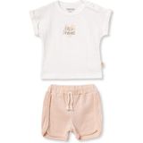 BabyCosy Organic Wear Bebek Kısa Kollu Tişört ve Pantolon Takımı, %100 Pamuk, Bebek ve Yenidoğan Serisi - CSYR4543 - 3 - 6 Ay - Salmon