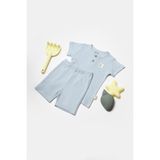 BabyCosy Organic Wear Bebek Şort ve Tişört Takımı, %50 Bambu - %50 Organik Pamuk, Bebek ve Yenidoğan Serisi - CSYB9043 - 9 - 12 Ay - Mavi