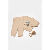 Babycosy Organik Sweatshirt&pantolon Set - 6 - 9 Ay - Açık Vizon - Krem