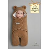 Babyden's 0-12 Ay Welsoft Peluş Bebek Dış Kundak ,uyku Tulumu ,ayıcık Kulaklı Içi %100 Pamuk Astarlı Battaniye - 0 - 12 Ay - Kahverengi
