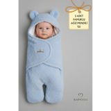 BABYDEN'S 0-12 Ay Welsoft Peluş Bebek Dış Kundak ,Uyku Tulumu ,Ayıcık Kulaklı İçi %100 Pamuk Astarlı Battaniye