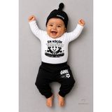Babyden's %100 Pamuk Siyah Beyaz En Küçük Taraftar 3'lü Yenidoğan Bebek Takımı Uzun Kollu Body Pantolon Şapka Seti Unisex 0-9 Ay - 3 - 6 Ay