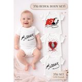 Babyden's Atatürk Imzalı 3’lü Bebek Body Seti – %100 Pamuk, Kısa Kollu, Yenidoğan & Bebek Zıbın (0-24 Ay) - Beyaz - 3 - 6 Ay