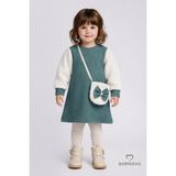 Babyden's Bayramlık Şık ve Rahat Kız Bebek Elbise Çantalı Yumuşak Peluş Kollu Kışlık Çocuk Kombini - 2 - 3 Yaş - Haki