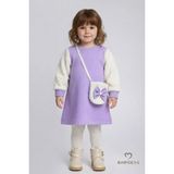 Babyden's Bayramlık Şık ve Rahat Kız Bebek Elbise Çantalı Yumuşak Peluş Kollu Kışlık Çocuk Kombini - 2 - 3 Yaş - Lila