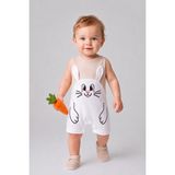 Babyden's Erkek Bebek Tavşan Desenli Yazlık Tulum Fitilli Pamuklu Kolsuz Bebek Tulumu Çıtçıtlı Romper 0-9 Ay - Bej - 6 - 9 Ay