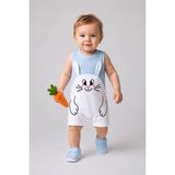 Babyden's Erkek Bebek Tavşan Desenli Yazlık Tulum Fitilli Pamuklu Kolsuz Bebek Tulumu Çıtçıtlı Romper 0-9 Ay - Mavi - 6 - 9 Ay