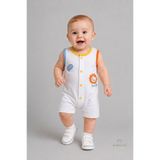 BABYDEN'S Erkek Bebek Tulum Yazlık Pamuklu Şortlu Çıtçıtlı Aslan Baskılı Bebek Tulumu Yenidoğan Bebek Giyim 0-9 Ay