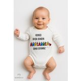 BABYDEN'S “Herkes Bıksa Benden Anneannem Bana Doyamaz” Yazılı Uzun Kollu Bebek Body %100 Pamuk Çıtçıtlı Zıbın