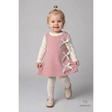 Babyden's Kız Çocuk Fitilli Elbise %100 Pamuk,uzun Kollu,fiyonklu,yumuşak Dokulu, Şık Günlük,özel Gün Elbisesi - 2 - 3 Yaş - Pembe