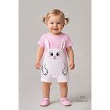 Babyden's Tavşan Figürlü Kız Bebek Şortlu Tulum %100 Pamuk Yazlık Tulum Günlük Bebek Tulumu 0-9 Ay - Pembe - 3 - 6 Ay