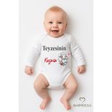 Babyden's Teyzesinin Kuzusu Yazılı Bebek Zıbını Pamuk Unisex Uzun Kollu Body 0-24 Ay Çıtçıtlı Bebek Body - Beyaz - 6 - 9 Ay
