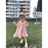 Babydia Kız Çocuk Müslin Elbise A Kesim Yazlık Stil Trend 1-4 Yaş Cepsiz - 18 - 24 Ay - Pembe