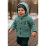 Babydola 0-2 Yaş 2.5 Tog Pamuk Astarlı Polar Kapşonlu Erkek Bebek Çocuk Kaban Mint 12522