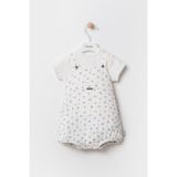 Babydola Baskılı Basic Tshirt Tulum Salopet 2'li Takım Ekru 12845 - 1,5 Yaş