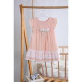 Babydola Bayramlık Keten Kız Bebek Çocuk Elbise 12787 - Somon - 3 Yaş