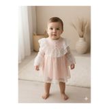 Babydola Kız bebek abiye elbise tüllü güpürlü model 3/36 ay doğum günü elbisesi özel gün