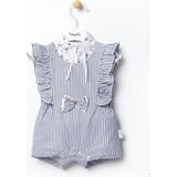 Babydola Marin Desen Salopet Bayramlık Kız Bebek 2'li Takım 12931 - Kahverengi - 3 Ay
