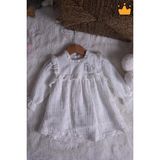 Babydola Müslin Kız Bebek Bayramlık Uzun Kollu Elbise 14100 - 18 - 24 Ay - Ekru