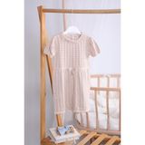 Babydola Saç Bantlı Bebe Yaka Triko Kız Bebek Elbise 5509 - 6 - 9 Ay - Bej