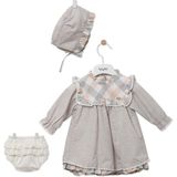 Babydola Şapka Makosen Çorap Külotlu 5'li Kız Bebek Elbise Yenidoğan Hediye Seti 12608 - 2 Yaş - Gri
