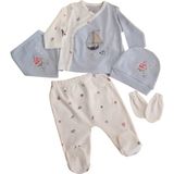 Babydoll Erkek Bebek Pamuklu Beşli Denizci Hastane Çıkışı - Yenidoğan - Mavi