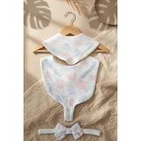 Babydonat Aura Pastel Pointelle 3'lü Bebek Seti - %100 Pamuklu Nefes Alan Örme Kumaş, Bandana Önlük, Çıtçıtlı Mama Önlüğü ve Fiyonk Saç Bandı - Çok Renkli - Standart
