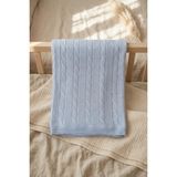 Babydonat Aura Pure Lüks Şerpa Astarlı Saç Örgü Triko Bebek Battaniyesi 100*100 - Yumuşak Dokulu Mavi Kışlık Bebek Örtüsü - Standart