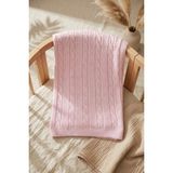 Babydonat Aura Pure Lüks Şerpa Astarlı Saç Örgü Triko Bebek Battaniyesi 100*100 - Yumuşak Dokulu Pembe Kışlık Bebek Örtüsü - Standart