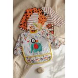 Babydonat Bebek Mama Önlüğü 0-2 Yaş | Giyilebilir Kollu Ve Zürafa Safari Desenli | Su Geçirmez