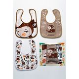 Babydonat Karaca Temalı Kare 3 Parça Microfiber Mama Önlüğü Kendi Kutusunda (Su Geçirmez) Çıtçıtlı - Renkli - 0 - 2 Yaş