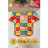 Babydonat Kare Ayılar Desenli Sıvı Geçirmez Unisex Aktivite Ve Mama Önlüğü 6-24 Ay