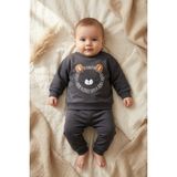 Babydonat Leo Comfort Füme Aslan Figürlü %100 Pamuklu Premium Erkek Bebek Alt Üst Eşofman Takımı