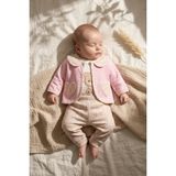 Babydonat Mia Bloom Pembe Çiçek Desenli 3'lü Kız Bebek Takımı - Pamuklu Kalp Cepli Hırka, Ayıcık Iş - 3 - 6 Ay