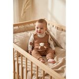 Babydonat Nafitto Bebek Sage Kahverengi Waffle Örgü Ayıcıklı Salopet ve Desenli Body Takımı - Pamuklu Doku 3-9 Ay - 0 - 3 Ay