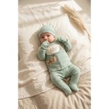 Babydonat Sincap Nakışlı Soft Yeşil 5’li Erkek Bebek Hastane Çıkışı Seti - Nakış Detaylı % 100 P - 0 - 3 Ay