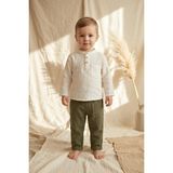 Babydonat Terra Muse Bebek Müslin Takım - %100 Pamuk Nefes Alan Hakim Yaka Gömlek ve Haki Pantolon Kombini - 5 Yaş - Yeşil