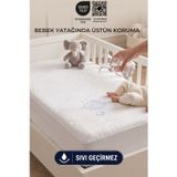 BabyDry Bambu Desenli Oeko-Tex Sertifikalı Sıvı Geçirmez Fitted Bebek Alezi Bebek Yatak Koruyucu