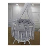 babyen1 Grı Taçlı Sepet Için Uyku Seti (BEŞİK ,YATAK HARİÇTİR)