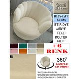 Babyface Kumaş Tekli & Berjer Koltuk Kılıfı, Papatya,istiridye, Midye Model Koltuk Kılıfı - 85 x 96 cm - Bej