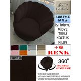 Babyface Kumaş Tekli & Berjer Koltuk Kılıfı, Papatya,istiridye, Midye Model Koltuk Kılıfı - 85 x 96 cm - Kahverengi