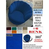 Babyface Kumaş Tekli & Berjer Koltuk Kılıfı, Papatya,istiridye, Midye Model Koltuk Kılıfı - 85 x 96 cm - Parlement Mavisi - Gece Mavisi