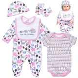 Babyfere Reborn Kız Bebek Giysi Aksesuarları 5 Parça Set Uygun 50,88-55,88 cm Yeniden Doğan Bebekler Yenidoğan Bebek Kıyafetleri