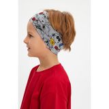 Babygiz Açık Gri-Çok Renkli Erkek Pamuklu Penye, Kaymaz, Terletmez, Ultra Hafif, Esnek Panda Desenli Saç Bandı Bandana - 6 - 18 Ay